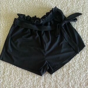 Zaful High Waist Ruffle Shorts Black Womens Small